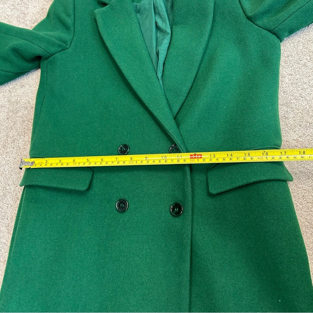 Zara Women's Green double breasted wool blend coat Sz S fall winter - Picture 8 of 14